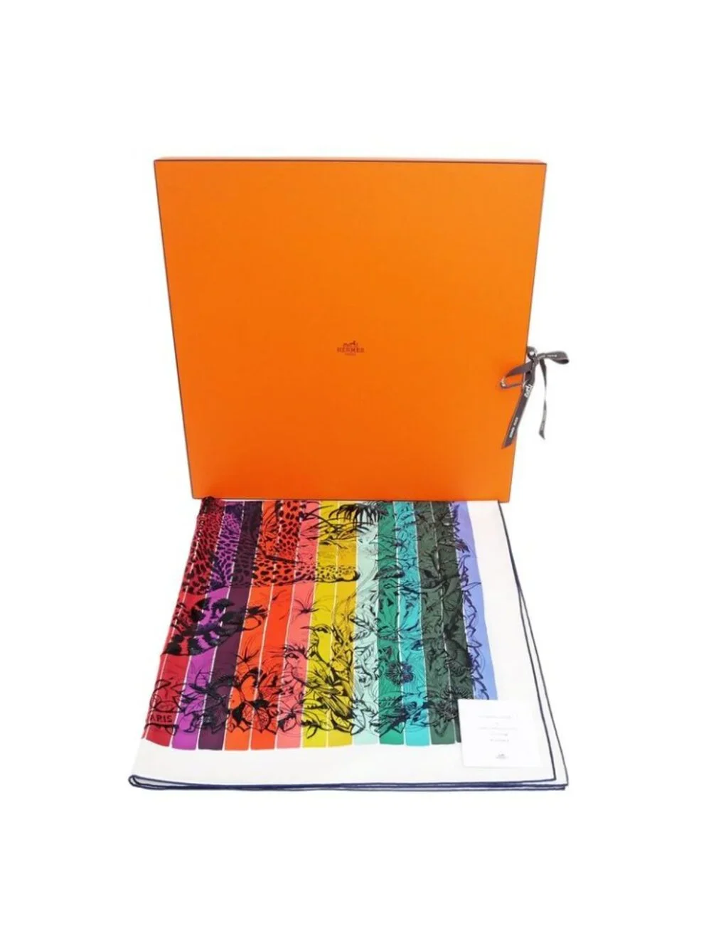 Hermes Carre 90 Scarf Jungle Love Rainbow 100% Silk Multicolor Bead - Picture 10 of 10